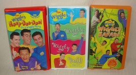 The Wiggles  VHS LOT of 3 Hoop dee doo, Wiggly wiggly wiggly  &amp;  Wiggly Safari - £15.45 GBP