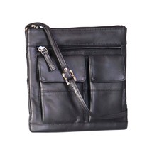 DR369 Women&#39;s Soft Leather Flight Sling Bag Black - £22.15 GBP