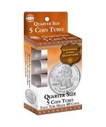 5 QUARTER Size COIN TUBES clear plastic 40 Storage H E Harris Whitman 07... - $32.36 CAD