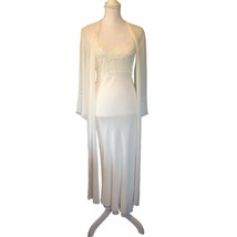 Vintage Claire’s Rose Nightgown and Robe Womens M Used Cream Sheer Lace - £45.62 GBP