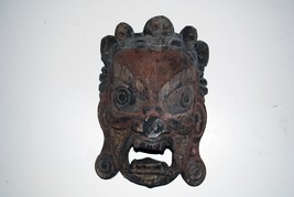 Antique Tibetan Carved Wooden Mask of the Fierce Mahakala - $282.15