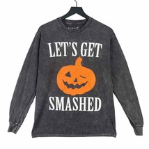 Halloween Shirt Long Sleeve Small Pumpkin Graphic Funny Adult Spirit Smashed - £17.46 GBP