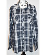 BKE by Buckle Men&#39;s Hemphill Navy Gray Plaid Button Up Long Sleeve Shirt... - £15.81 GBP