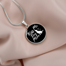 KISS ME DOG MOM  Circle Necklace Stainless Steel or 18k Gold 18-22&quot; - £34.02 GBP+
