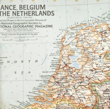 1960 France Belgium Netherlands Map National Geographic Vintage 24.75 x ... - $29.99