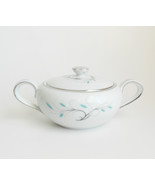 Vintage Sugar Bowl Lid Jeannette Black Silver Swirls Turquoise Buds Japa... - £23.94 GBP