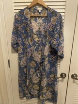 Lularoe Womens Long Kimono size Small Floral Blue Vacation Coverup Light... - $25.99