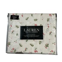 Ralph Lauren Full Sheet Set Holly Berry MacKenzie 4pc Chic Cream Red Gre... - £37.89 GBP