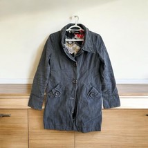 Yag Couture Large Button Black Over Coat Colorful Quilted Lining Womens ... - $22.32