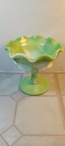 Slag Glass Spring Green Footed Compote  - £15.81 GBP