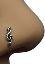 Nose Stud Treble Clef Note 22g (0.6mm) 925 Sterling Silver Musical Piercing - £4.89 GBP