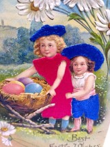 Easter Postcard Fantasy Giant Eggs Victorian Children Silk Clothes Germany - £28.45 GBP