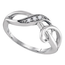 Sterling Silver Womens Round Diamond Twist Fashion Band Ring .03 Cttw - £24.90 GBP