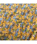 Vintage 1970s Mod Floral Pop Art Blue Yellow Craft Cutter Fabric 44x82 - $34.04 CAD