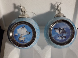 BRADFORD SPIRIT OF WILDERNESS WOLF ORNAMENTS BLUE BROTHERHOOD ARCTIC WHI... - $14.80