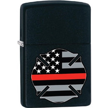 Zippo Lighter - Thin Red Line Shield Black Matte - 854771 - $32.71