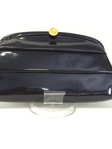 Vintage 1970s Women&#39;s Clutch Black Patent w/ Chain Nautical Lining Convertible - £26.78 GBP