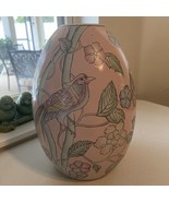 Vintage WBI 12&quot; Asian Ginger Jar Vase Chinoiserie BIRDS Cherry Blossom F... - £45.45 GBP