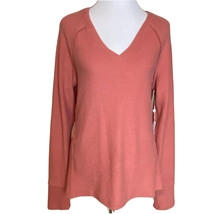 Caslon Sweater Womens Medium Ribbed V-neck Pink Cedar Orange Long Sleeve - £19.54 GBP