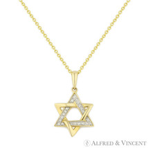 0.06ct Round Cut Diamond Star of David Magen Judaica Pendant in 14k Yellow Gold - £174.65 GBP+