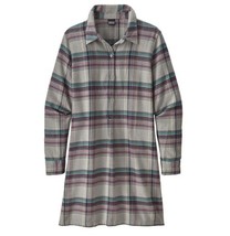 Patagonia Shirt Dress  Flannel Size Medium ~ Plaid Flannel Cozy Winter Grey - $81.16