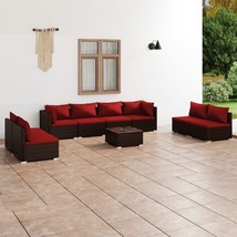  Garden Lounge Set Brown and Cinnamon Red PE rattan Large Modular - $22,035.55 MXN