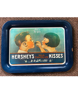 Vintage A Kiss For You Hershey&#39;s Milk Chocolate Kisses Tin Metal Tray - £7.28 GBP