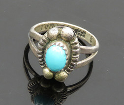 D. Whitegoat Navajo 925 Silver - Vintage Turquoise Band Ring Sz 4.5 - RG20441 - £60.99 GBP