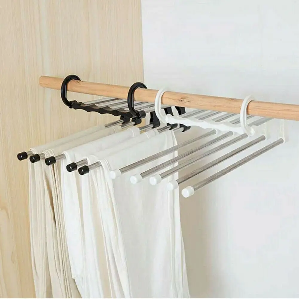 House Home 5 In 1 Wardrobe Hanger Stainless Steel Retractable Pants Rack A Wardr - £20.10 GBP