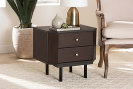Regina Two-Tone Black and Espresso Brown 2-Drawer End Table - $105.00