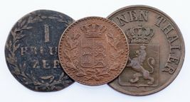 1815-1865 German States 3-Coin Lot Baden, Hesse-Cassel, Wurttemburg - $75.80