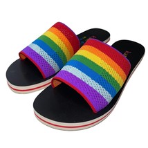 Kate Spade NY Sandals 9 Rainbow Pride Lightweight Woven Striped Slides Spectrum - £53.35 GBP