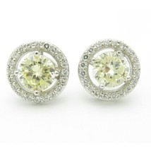 2CT Redondo Imitación Diamante Zafiro Doble Halo Tuerca Pendientes Plata de Ley - £143.65 GBP