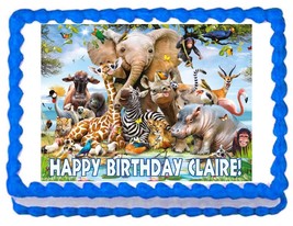 Jungle Safari birthday edible party cake topper decoration frosting sheet - £8.01 GBP