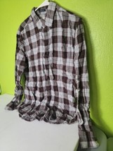 St Johns Bay Button Up Shirt Classic Fit Checkered Long Sleeve Mens Large - $22.54