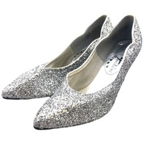 Touch Ups Silver Glitter Stiletto Pumps Formal Closed Toe Heels Size 8.5... - £25.57 GBP
