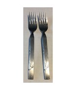 Vintage Clover Bamboo Pattern Stainless Steel Dinner Forks 7.5&quot; 2-Piece Set - £7.04 GBP