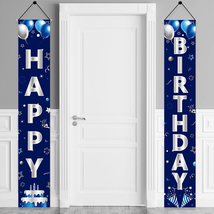 Blue Silver Happy Birthday Door Banner Decorations for Men Boys,Happy Bi... - $20.24