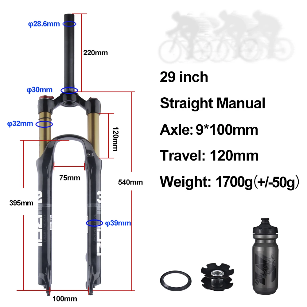 Bolany  MTB Bicycle Fork Supension Air 26/27.5/ 29er Inch Mountain Bike 32RL100m - £245.45 GBP
