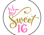 30 SWEET 16 BIRTHDAY ENVELOPE SEALS STICKERS LABELS TAGS 1.5&quot; ROUND 16TH - £6.00 GBP