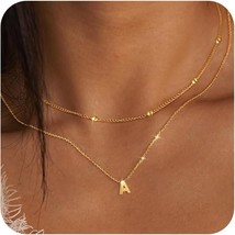 Gold Necklaces for Women Girls Dainty Silver Initial Necklace 14K Real G... - £23.77 GBP