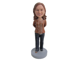 Custom Bobblehead Happy Cute Girl With Hands Clenched - Leisure &amp; Casual Casual  - £71.14 GBP