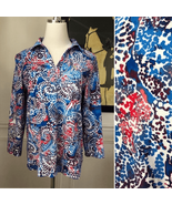 Pappagallo Preppy Print Split Neck Tunic S - €14,79 EUR