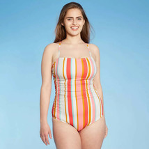 Women&#39;s Square Neck One Piece Swimsuit - Kona Sol™ Multi Stripe L 12-14 - £16.44 GBP