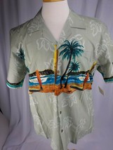 Favant Mens Hawaiian Shirt SZ M Short Sleeve Seafoam Green Coconut Butto... - $18.99
