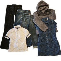 Girls Clothes Lot Sz 6-7-8 North Face Justice 7FAM Wrangler Jeans Guess Dress - £30.18 GBP