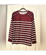 La Mode Womens burgandy stripped shirt size M - $15.00