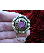 (#E359) Pink round Eyeglass BRASS pin pendant ID badge holder - $326.57 MXN
