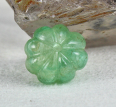 Natural Colombia Emerald Carved Melon Drill Bead 18.68 Ct Gemstone For Designing - £645.47 GBP