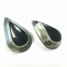 Sterling Silver Earrings Black Onyx Teardrop Mexico Makers Mark TW-51 Pi... - £33.03 GBP
